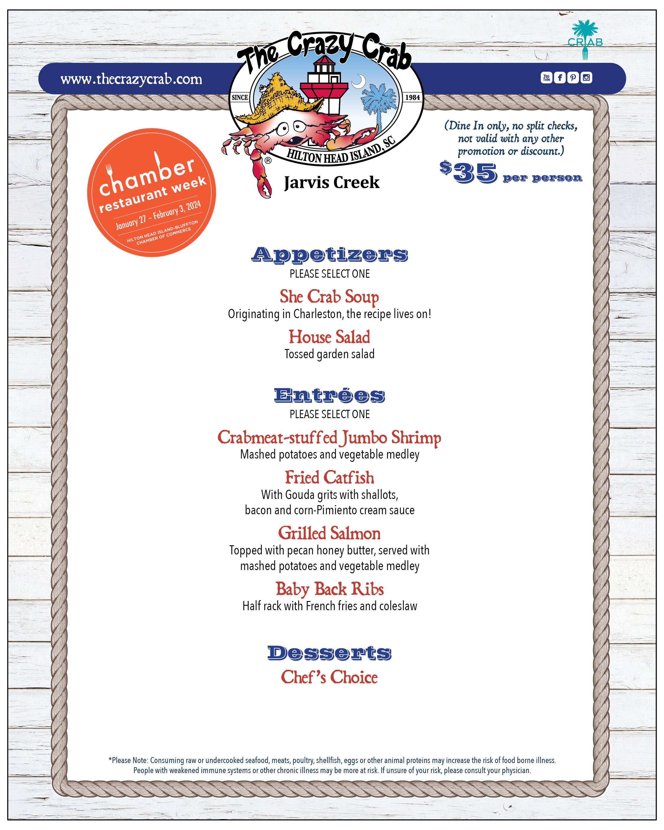 Menus & deals for Hilton Head, Bluffton SC Restaurant Week Hilton